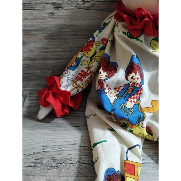 Vtg Clown Big Creepy Shelf Sitter Happy Raggedy & Andy Print Costume Handmade - Picture 7 of 10